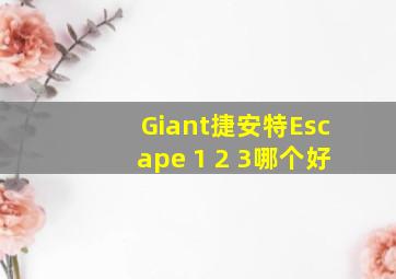 Giant捷安特Escape 1 2 3哪个好